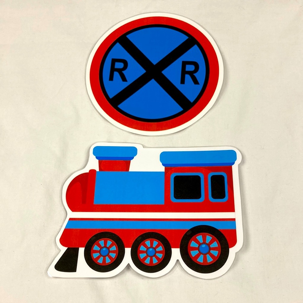 Ultimate Thomas the train birthday party signs – train and railroad crossing